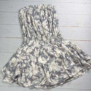 Mustard Seed Floral Smocked Waist Strapless Flowy Dress Size Medium